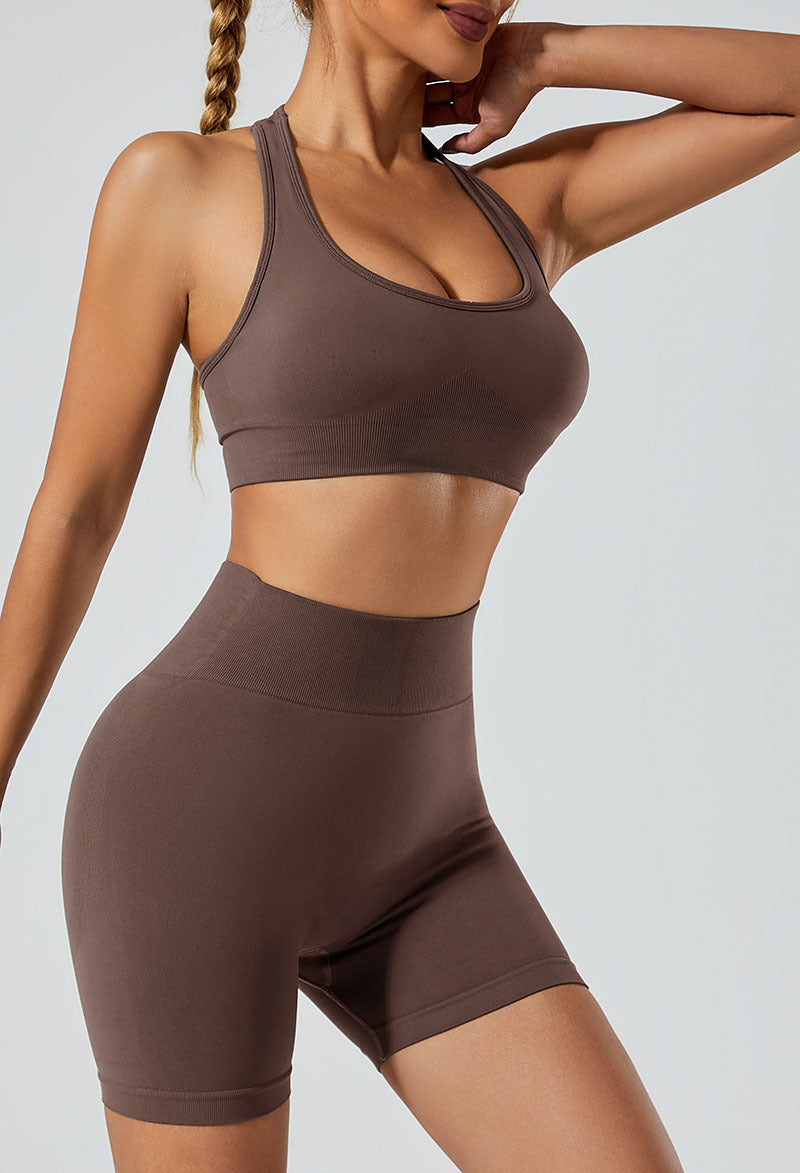 Seamless Halter Yoga Shorts Set