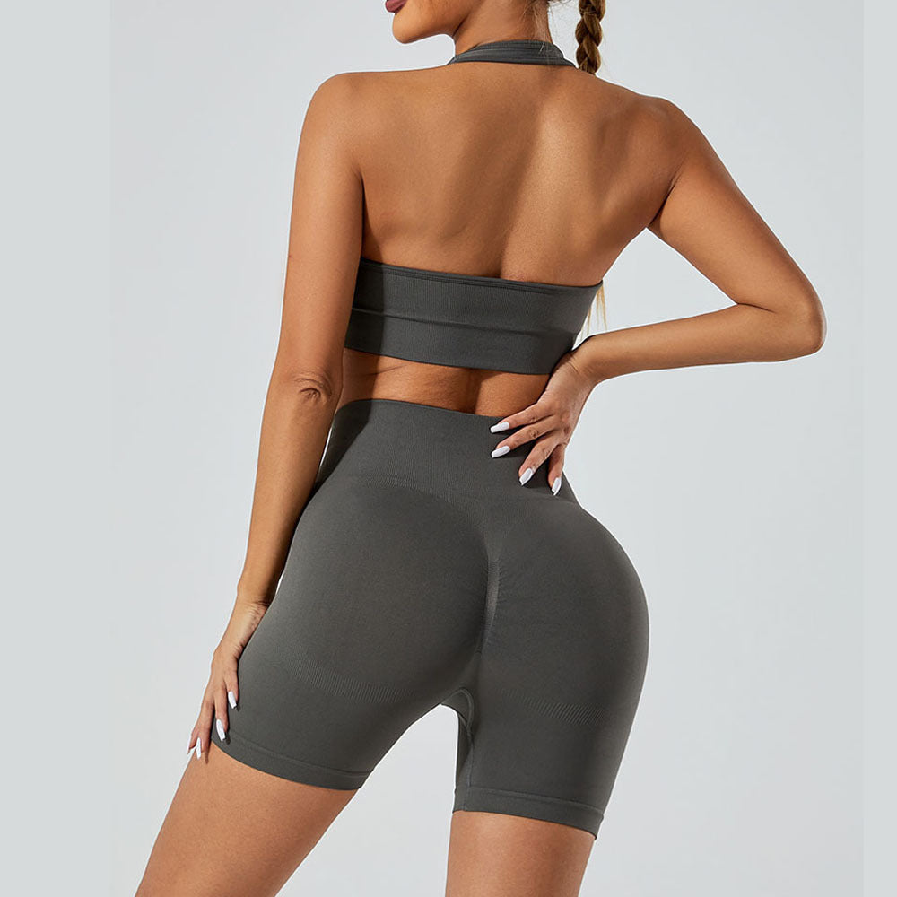 Seamless Halter Yoga Shorts Set