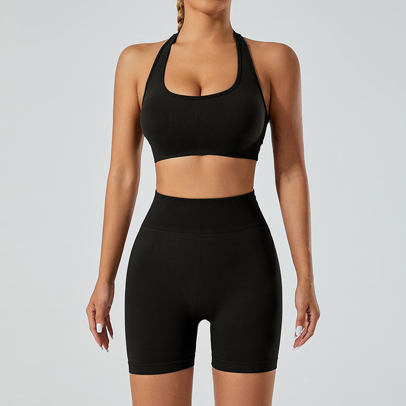 Seamless Halter Yoga Shorts Set
